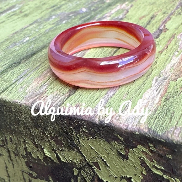 White and red crazy lace agate/ laguna ring/happy ring/protection for Aries - Picture 1 of 12